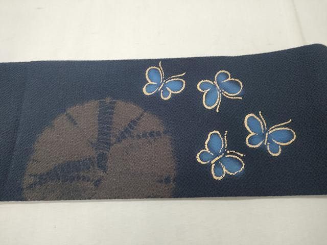 平和屋着物○九寸名古屋帯 舞蝶文 金彩 鬼しぼ縮緬 高島屋扱い 正絹