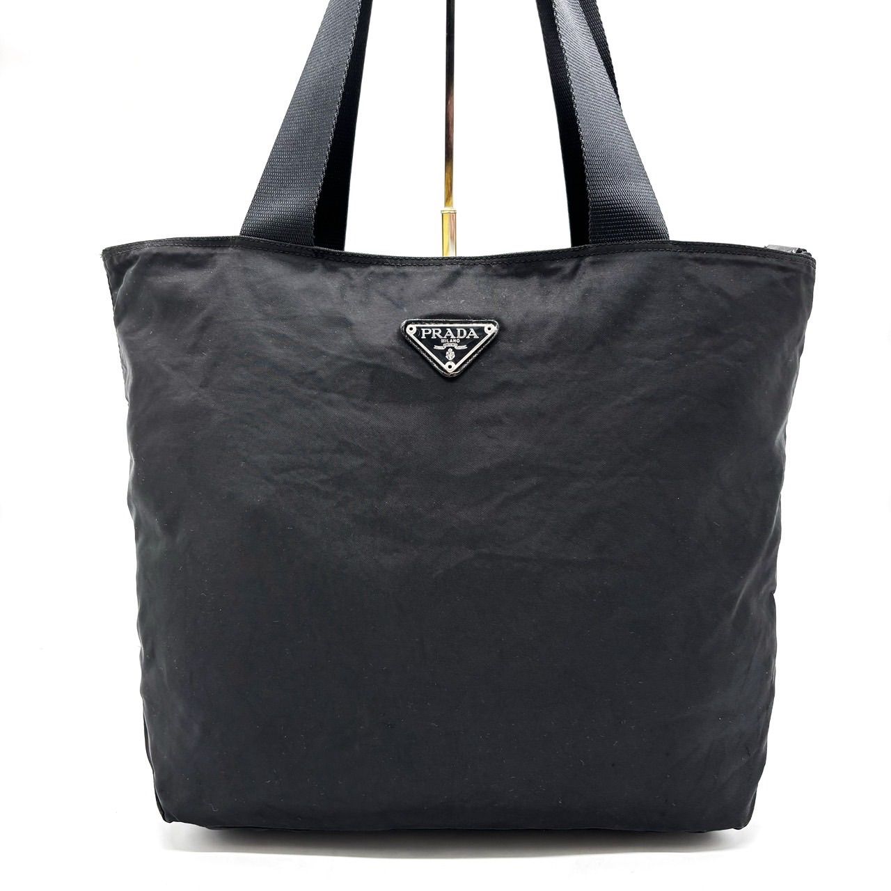 ✨良品✨ PRADA プラダ トートバッグ 三角ロゴプレート ロゴ型押し 白