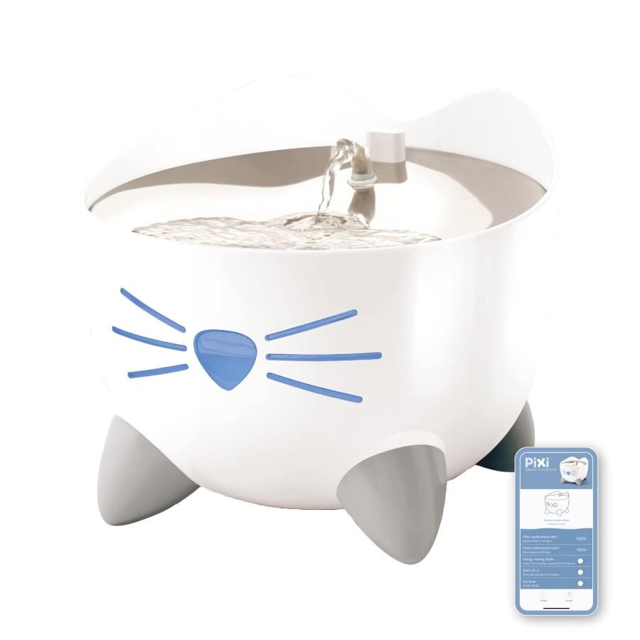 Catit Pixi スマート ファウンテン 静音 猫用スマート給水器 自動給水器 軟水化フィルター1枚付き スマホ アプリ連動 2.5L