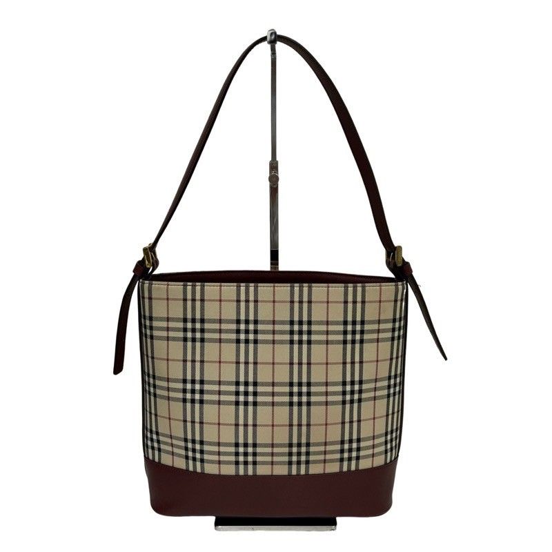 BURBERRY バーバリー ノバチェック ベージュ ボルドー レザー BURBERRY バーバリー ノバチェック ベージュ ボルドー レザー