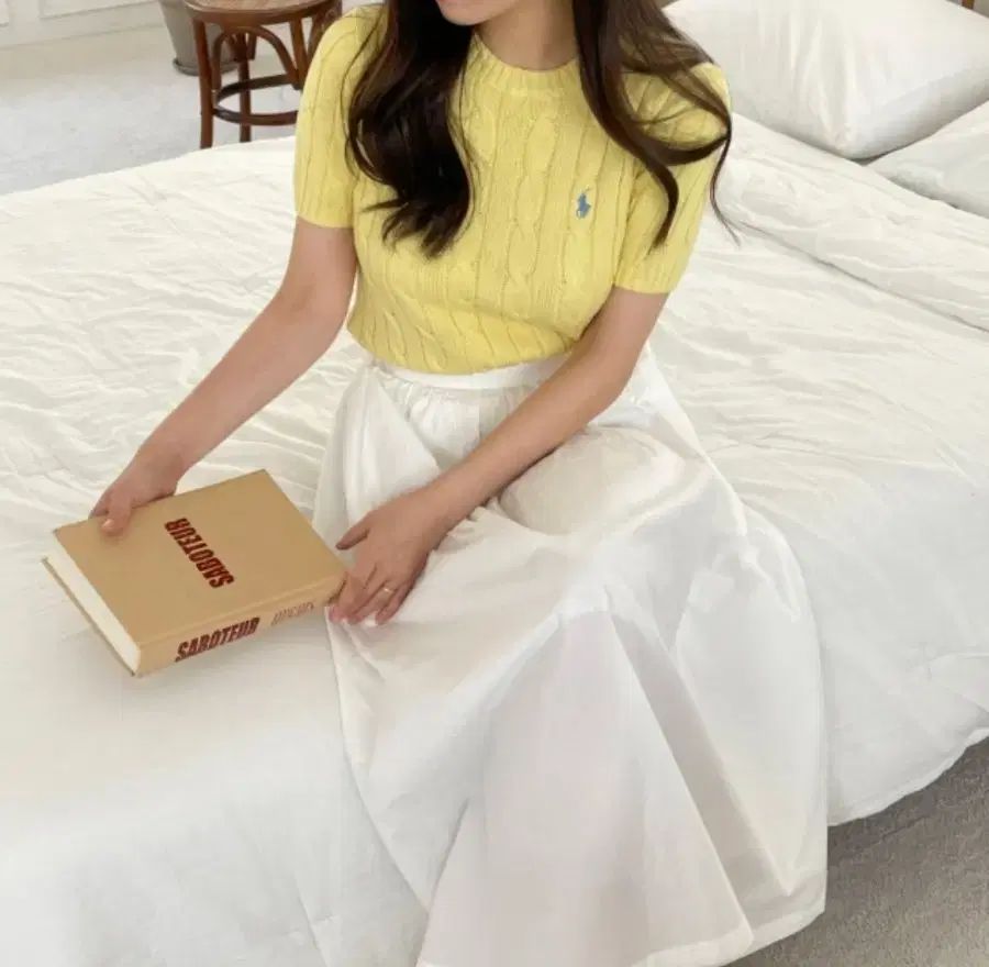 ポロ 半袖ニット 黄色