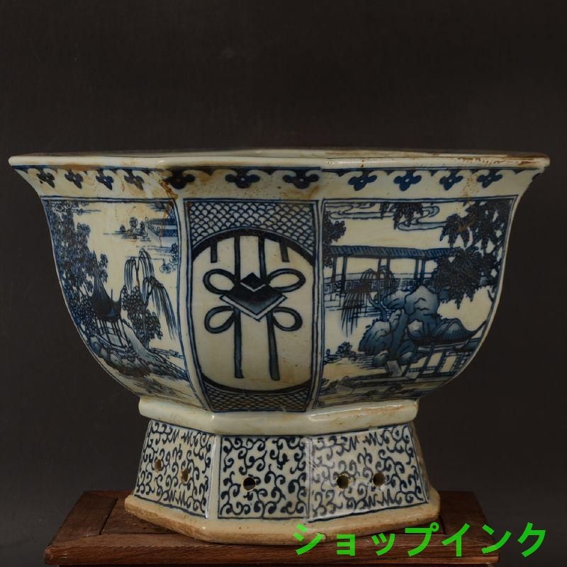 青花四方花觚(そう)青花磁  工芸品 美術品 置物 青花四方花觚(そう)青花磁 工芸品 美術品 置物 青花四方花觚(