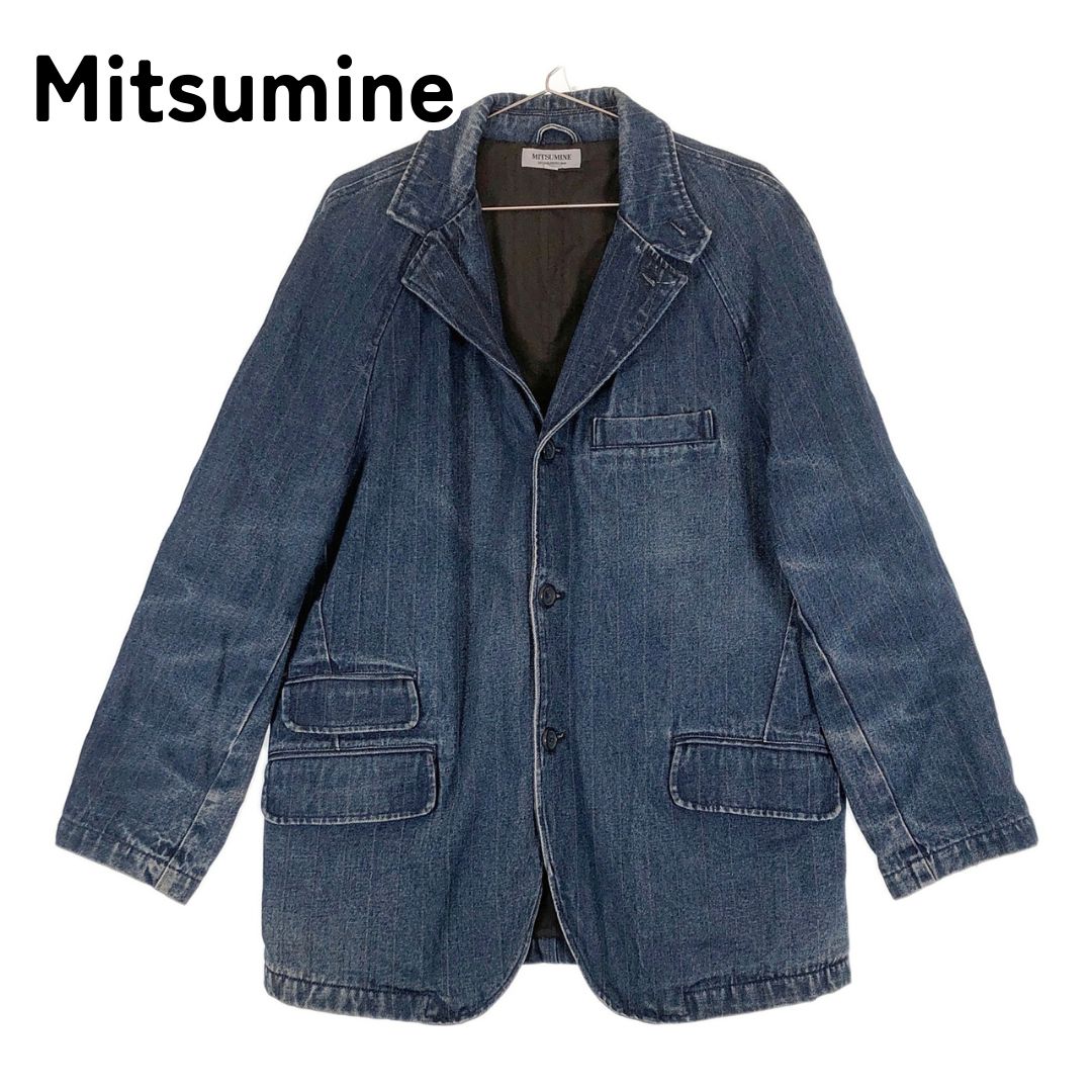 Mitsumine ミツミネ XL ネイビー ペンシルストライプ デニムジャケット 