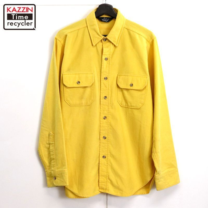 80s vintage WOOLRICH 無地 シャモアクロス 長袖シャツ メンズ L