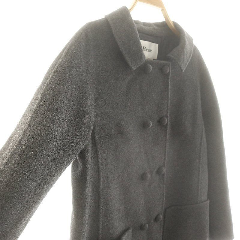 ルネ Rene TISSUE アンゴラ ダブル ロングコート ステンカラー 36  