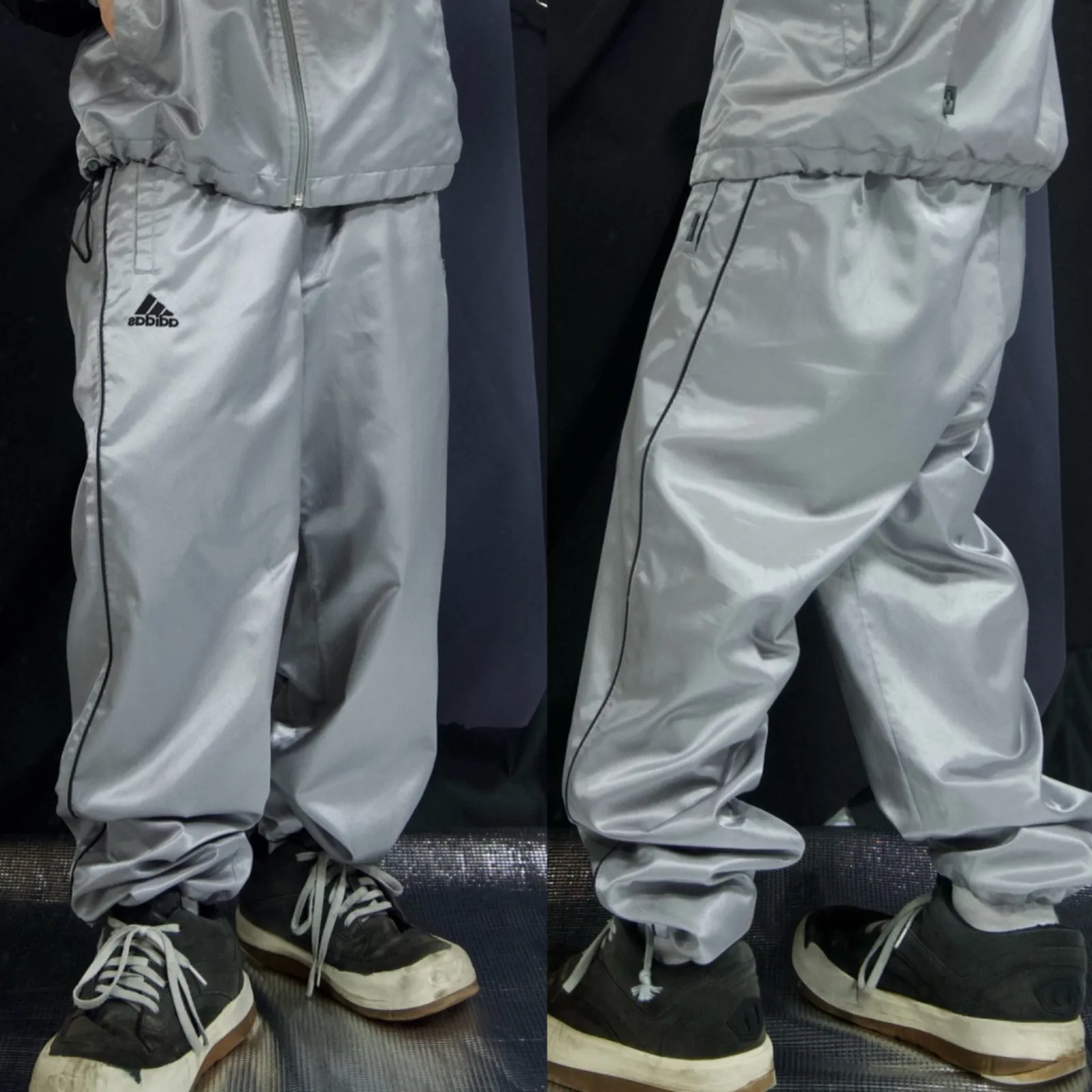 ジャケット・アウター 00s adidas gray nylon setup Y2K archive 00s c2005 Adidas Silky Silver Setup Track Jacket Pants 2005年