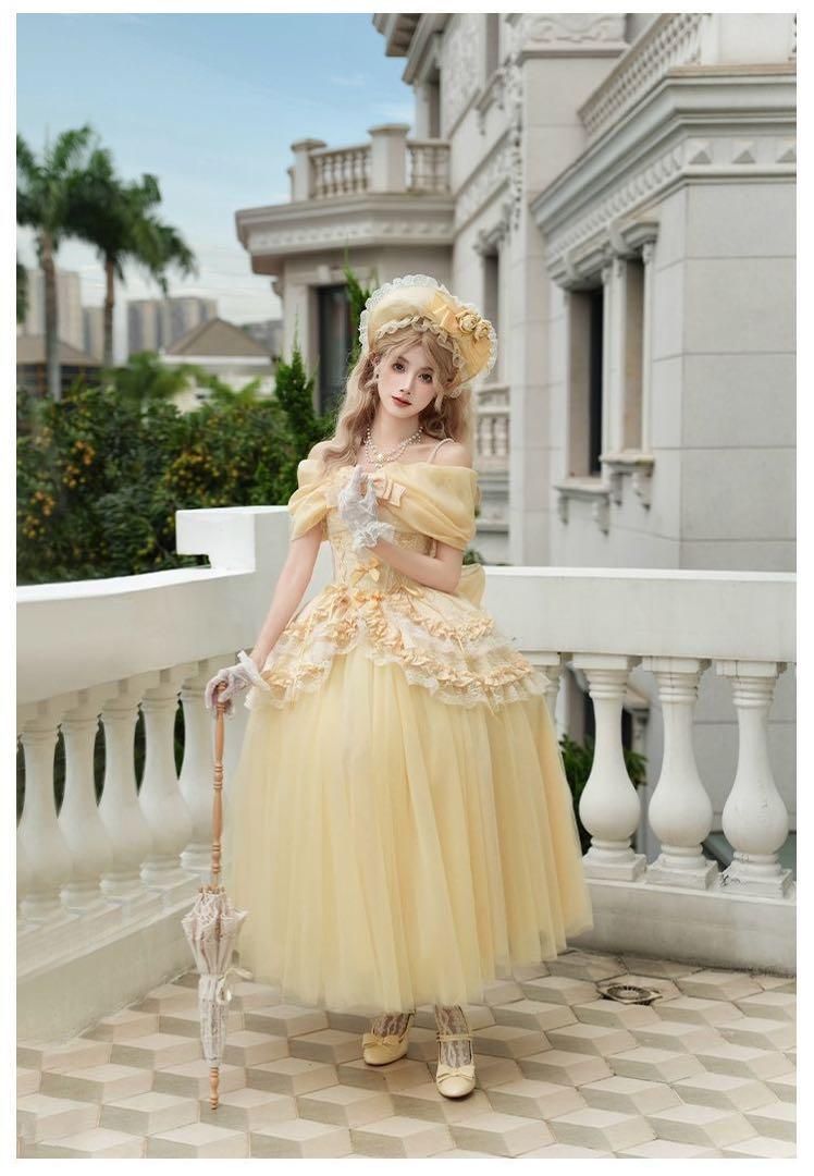 花柄刺繍ミディ丈ドレス（ベージュ/グリーン） 花柄立体刺繍☆ランダム