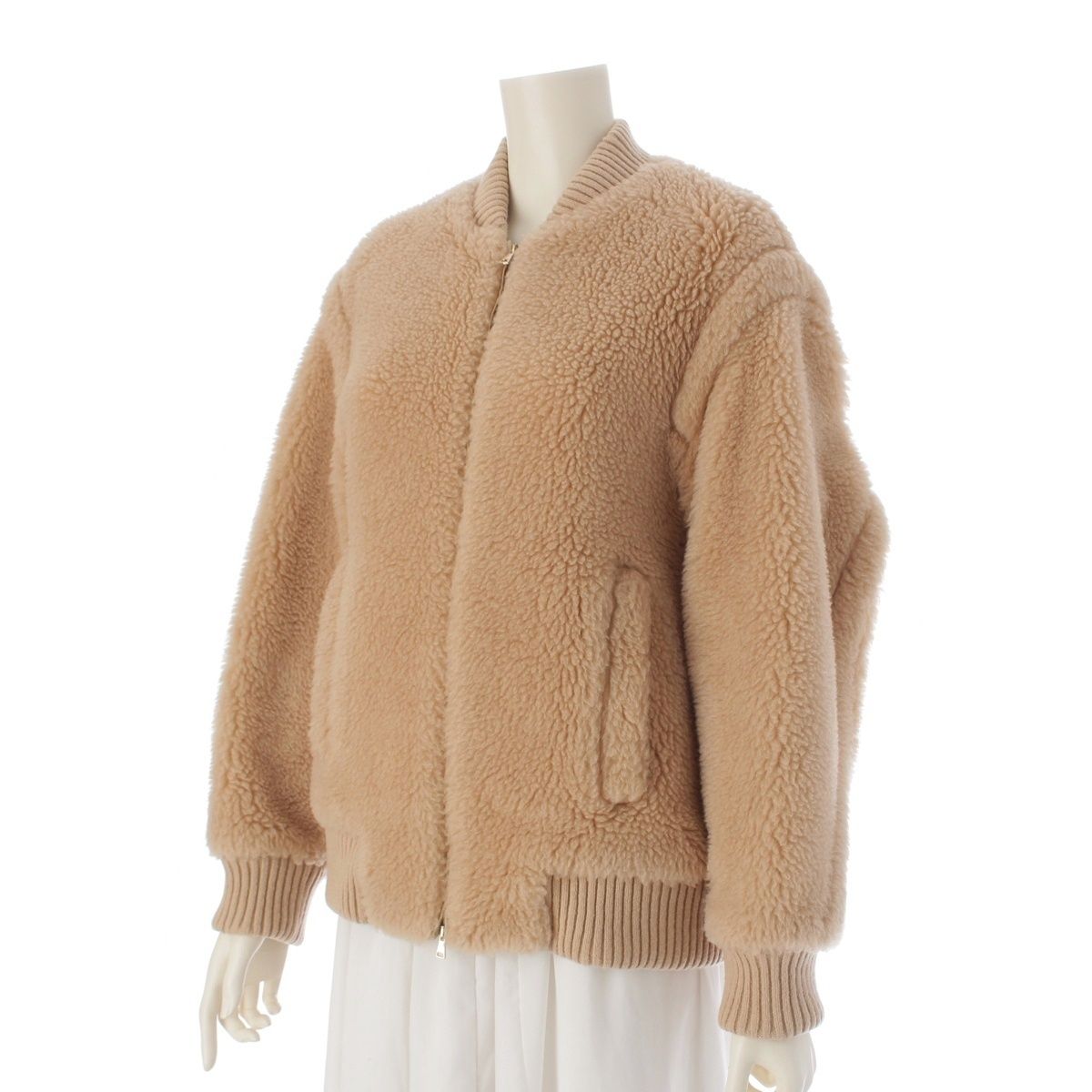マックスマーラ 21AW キャメル シルク テディ ボア ボンバージャケット ブルゾン アウター 10810321621 ベージュ J36