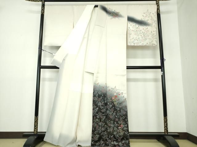 平和屋着物●訪問着　刺繍　草花文　暈し染め　金彩　正絹　逸品　DAAY1534ps 平和屋着物○訪問着 刺繍 草花文 暈し染め 金彩 正絹 逸品 DAAY1534ps