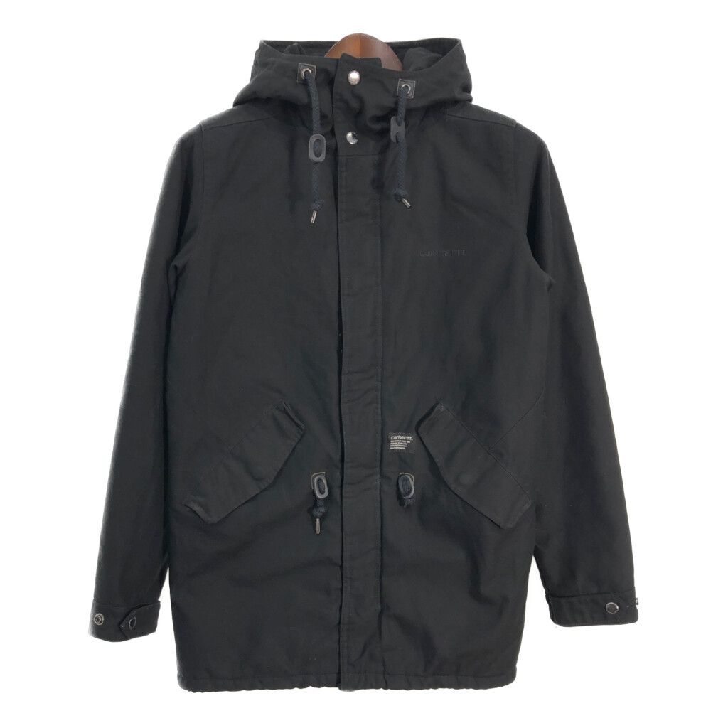 Carhartt カーハート クラッシュパーカー 中綿 ワークジャケット ブラック (メンズ XS) 中古 古着 S4572