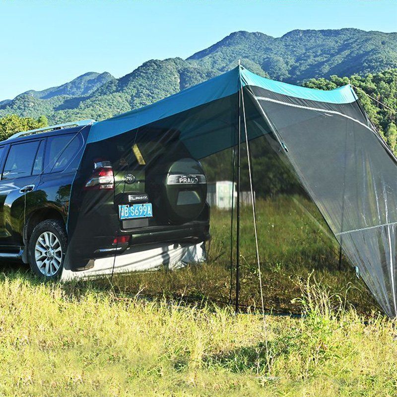 カーサイドタープ 車用タープトランクテント 車と連結 1-6人用 通気の