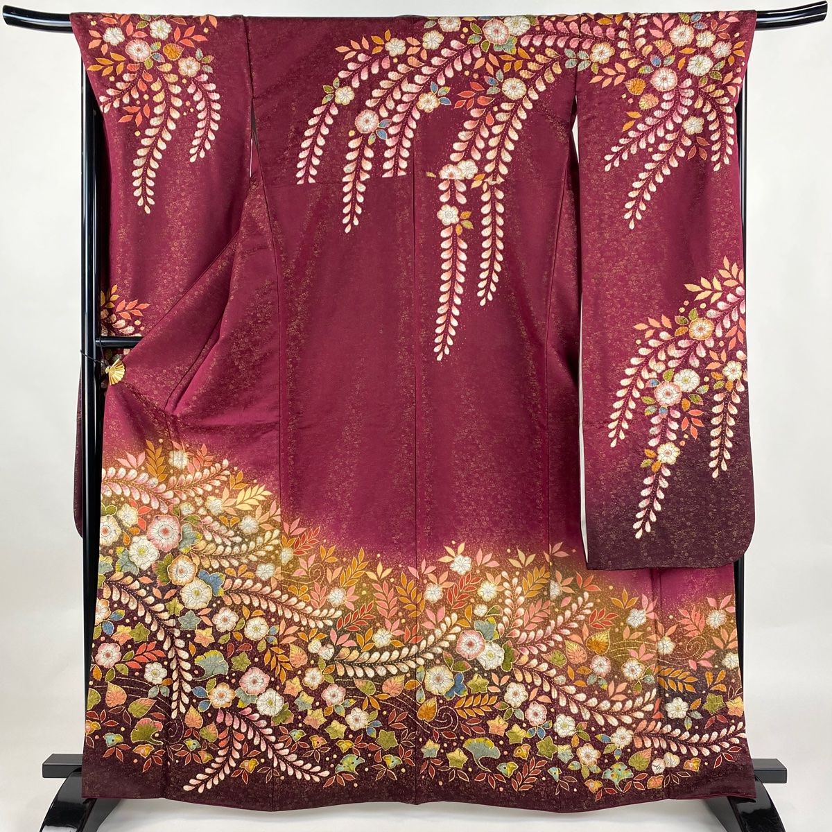 振袖 身丈165cm 裄丈68cm L 袷 翠山工房 落款 辻が花 金糸