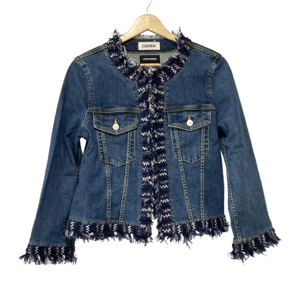 JAPAN DENIM×COOHEM フリンジ デニム ノーカラージャケット