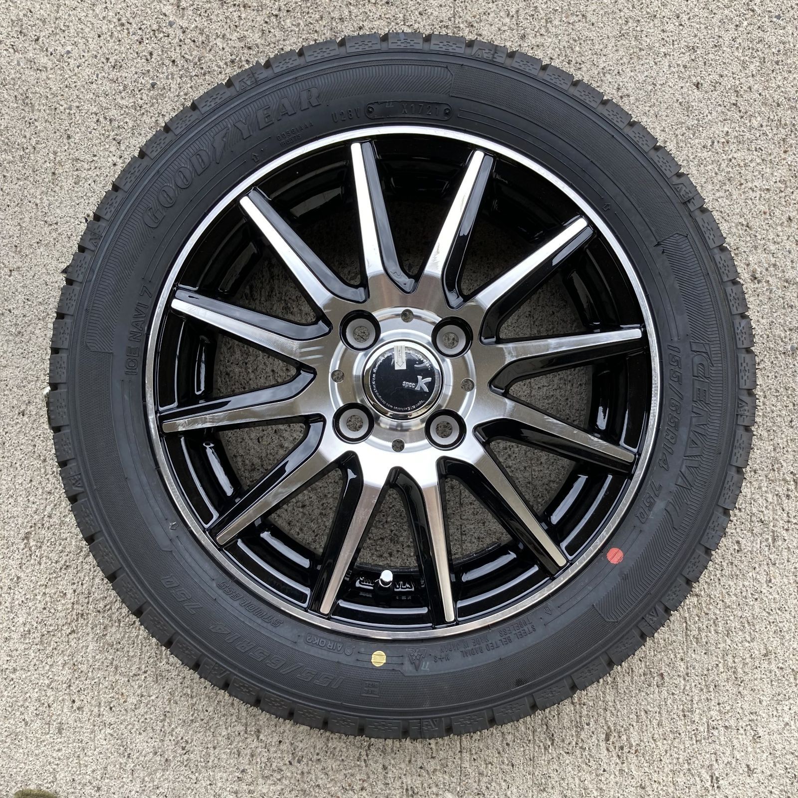 GOODYEAR スタッドレスタイヤ 155/65R14 ホイールセット（バリ山