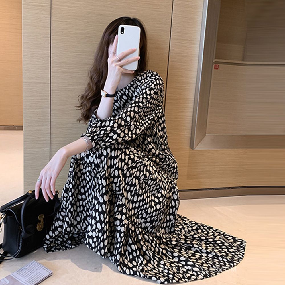 美品 アナイ シフォン ドット ロングワンピース ブラック ブラウン 美品 アナイ シフォン ドット ロングワンピース ブラック ブラウン