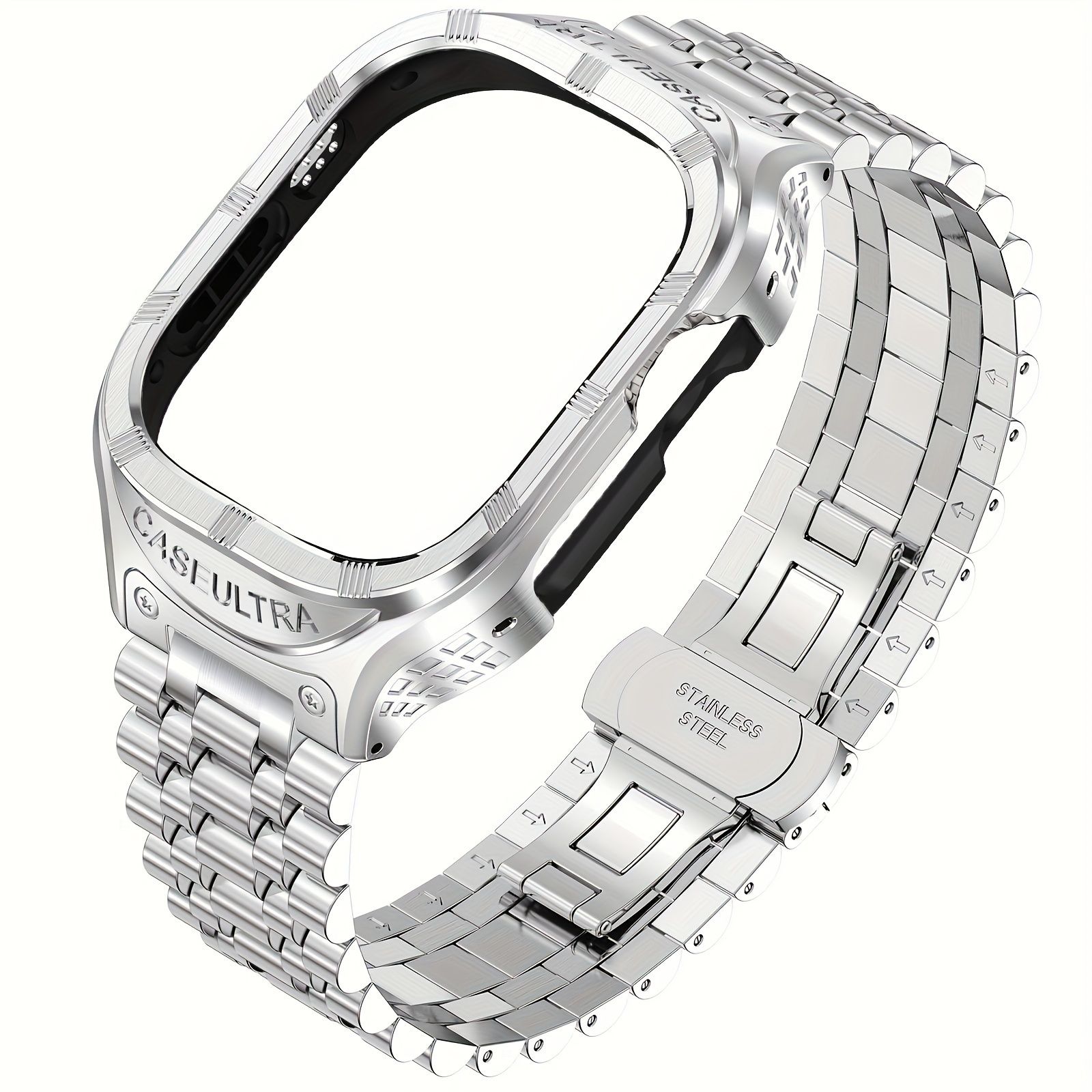 Apple Watch バンド用ステンレススチールケース/バンド 49mm 45mm 44mm 42mm - 頑丈なメタル IWatch ケースとストラップ メンズ IWatch バンド シリーズ 9/8/7/6/5/4/3/2/1/Ultra/Ultra 