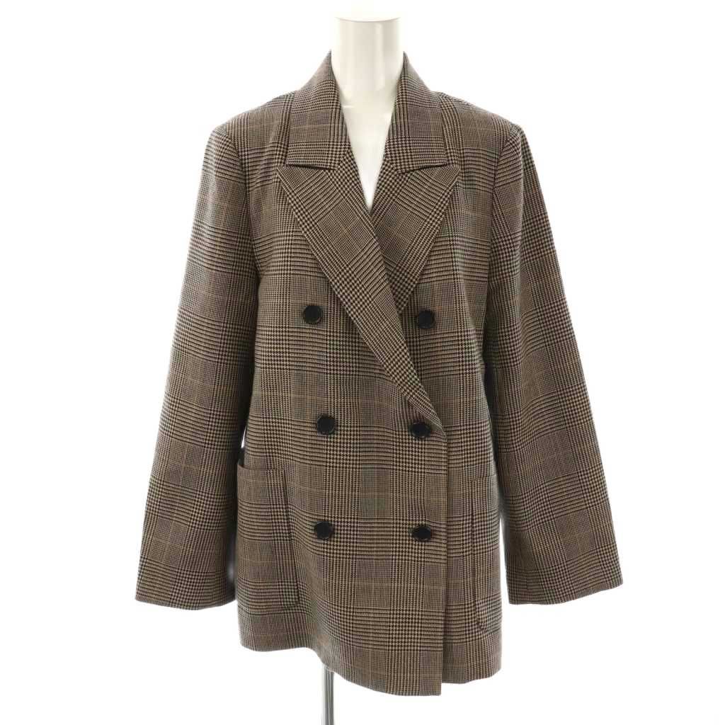 Lisiere L Appartement リジェール アパルトモン 23AW CHECK HANDSOME JACKET ジャケット テーラード ダブル 36 ベージュ ブラック HK OS
