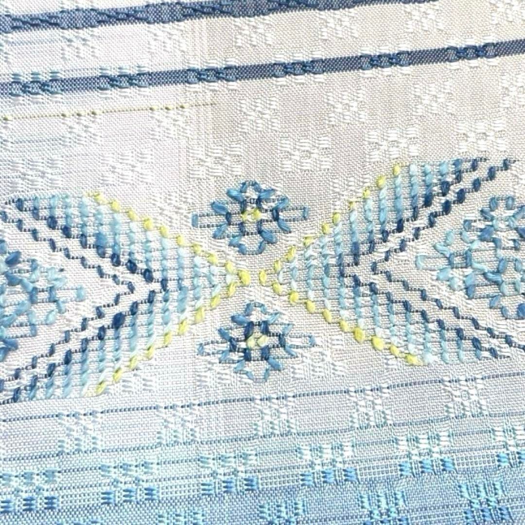 工房真南風 仲宗根めぐみ 名古屋帯 反物 花織 清藍 手織り 着物 015a d  