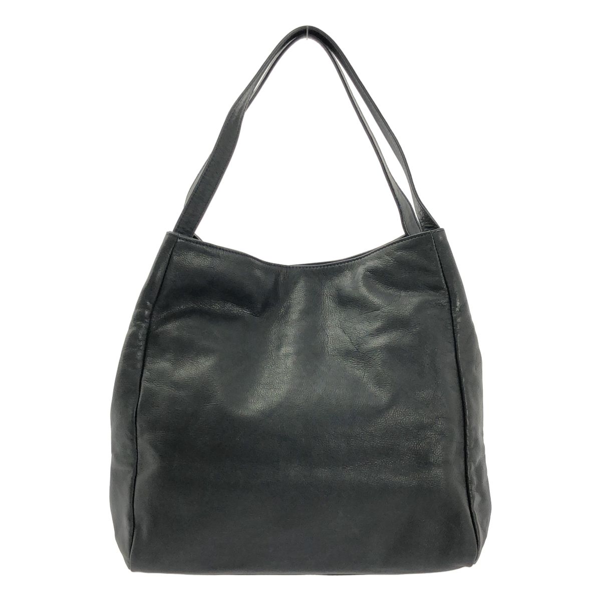 LES BASIQUES / レバジック | レザー ワイド トートバッグ | ブラック