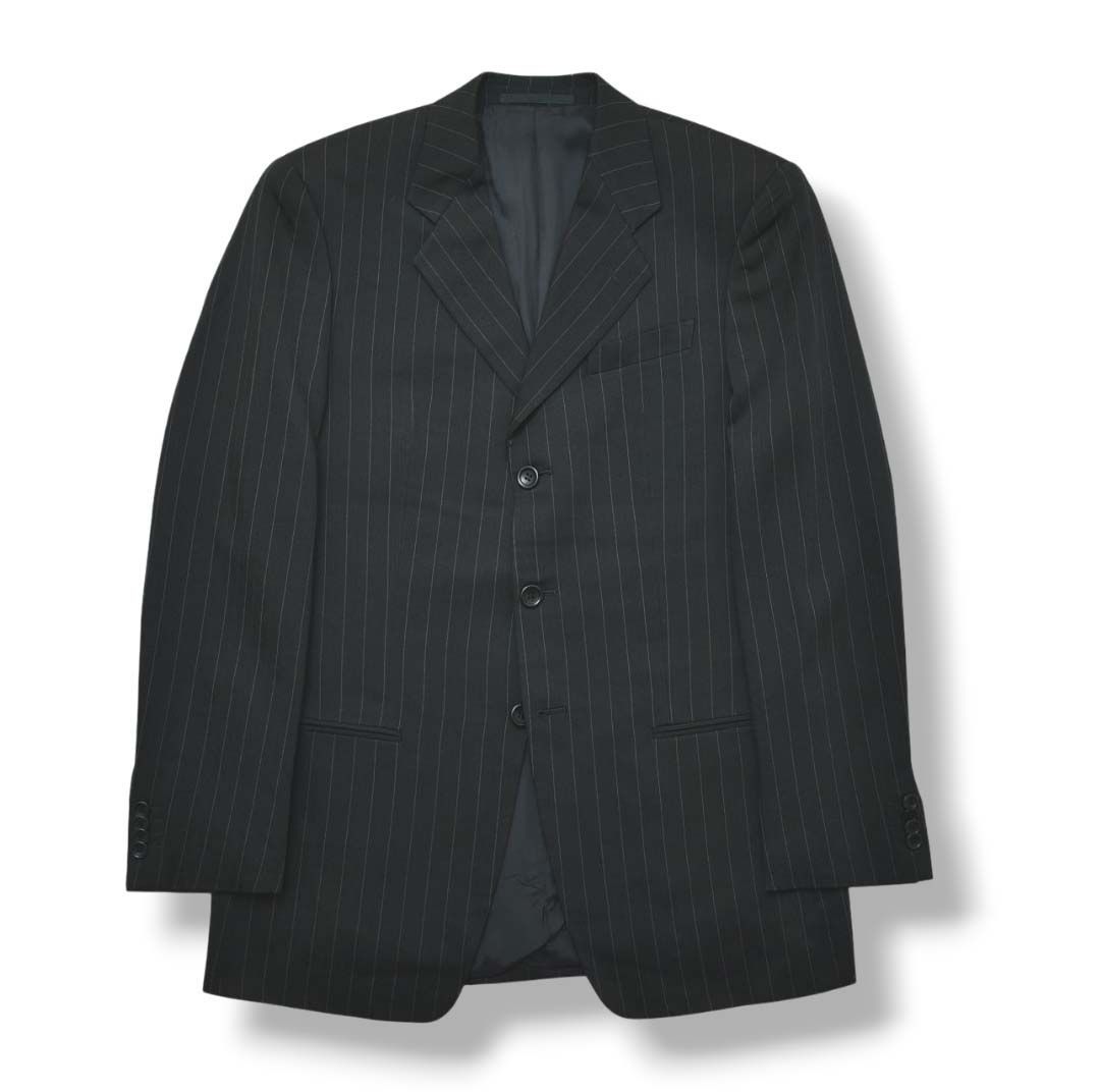 ARMANI【vintage】セットアップ シングルスーツ ブラック ストライプ イタリア製 アルマーニ コレッツォーニ ARMANI COLLEZIONI ピン