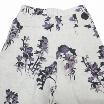 【美品】ebure エブール　リネンフラワープリント パンツ ebure エブール リネンフラワープリント パンツ