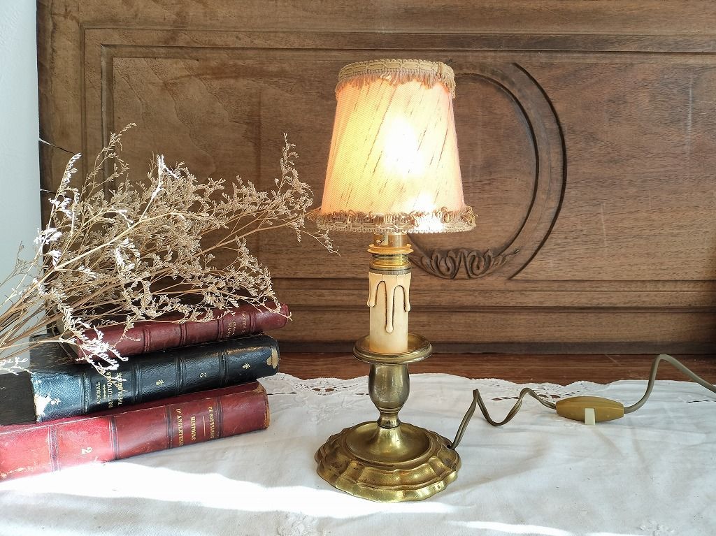 フランス アンティーク 卓上ランプ シェード つき シェード付き 照明 ライト