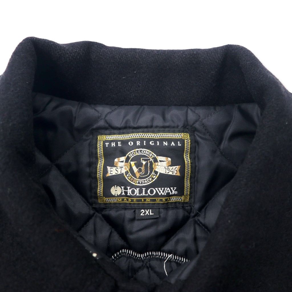 HOLLOWAY USA製 90年代 スタジャン 2XL ブラック ウール キルティング