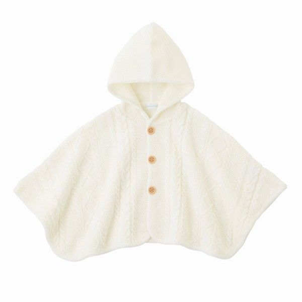 ミキハウス正規販売店|ミキハウス ベビー mikihouse ケーブル編み あったかニットケープ フリー フリー 60-90cm グレー 06