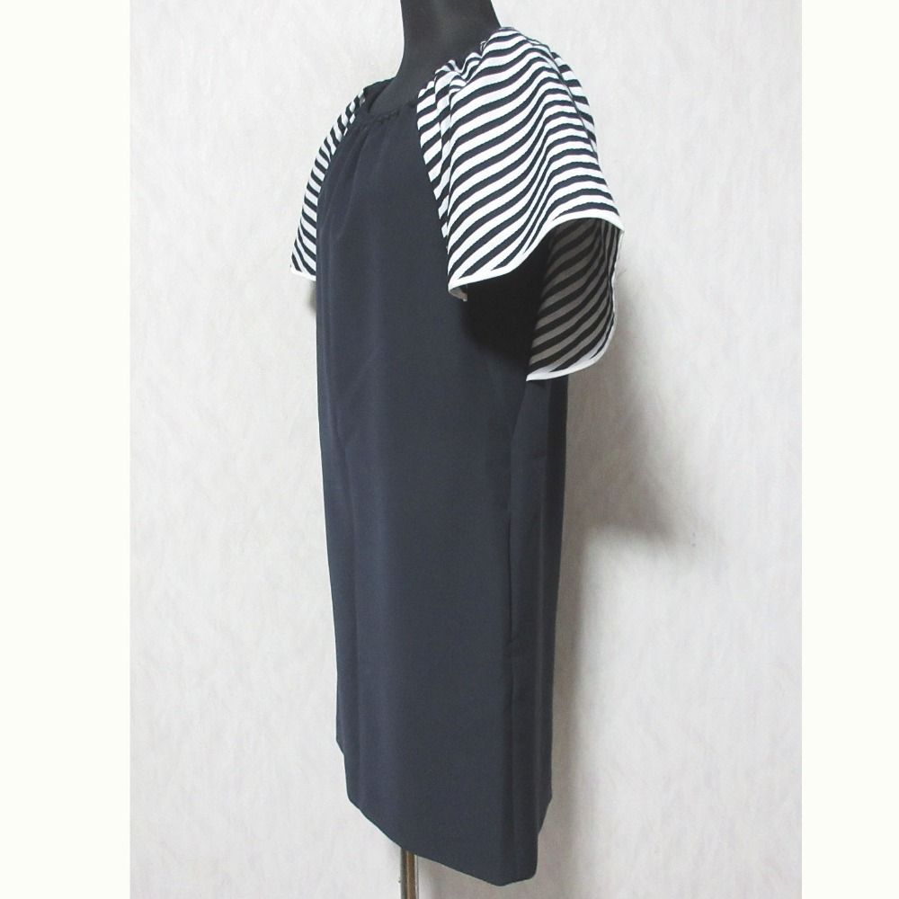 ボーダーズアットバルコニー　ネイビー フリル裾 チュニック 美品 BORDERS at BALCONY ボーダーズアットバルコニー ボーダー