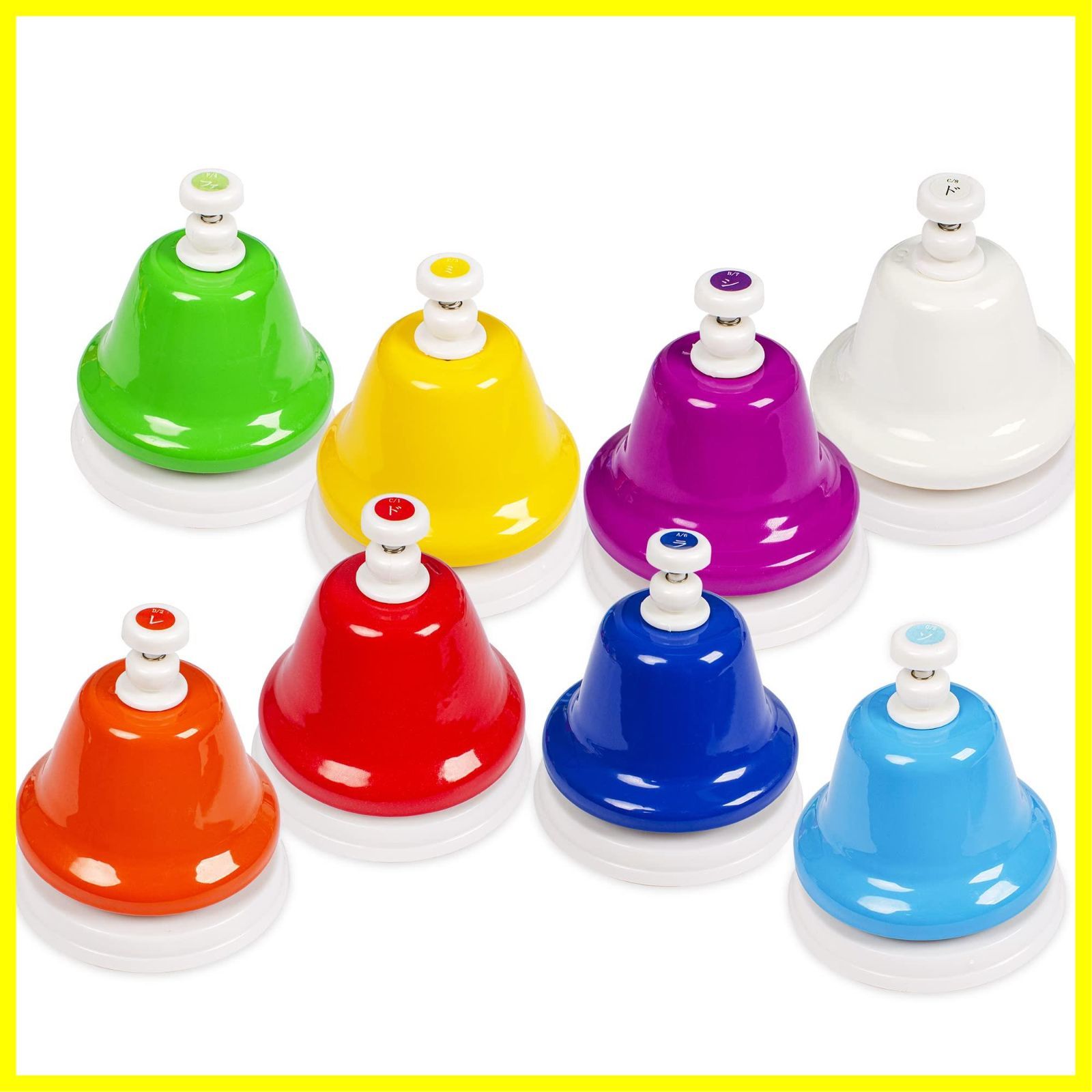 送料無料Rxakudedo ミュージックベル 8音 打楽器 マレット ハンドベル ミュージックベル ハンドベル 打楽器 8色セット (プレスベル) タッチ式