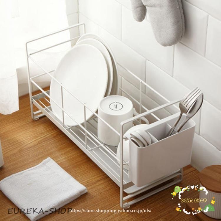 スタンド ディッシュラック スリム 水切りトレー 水切りラック 乾燥 水が流れる 水切りプレート スチール 抗菌 皿立て 箸