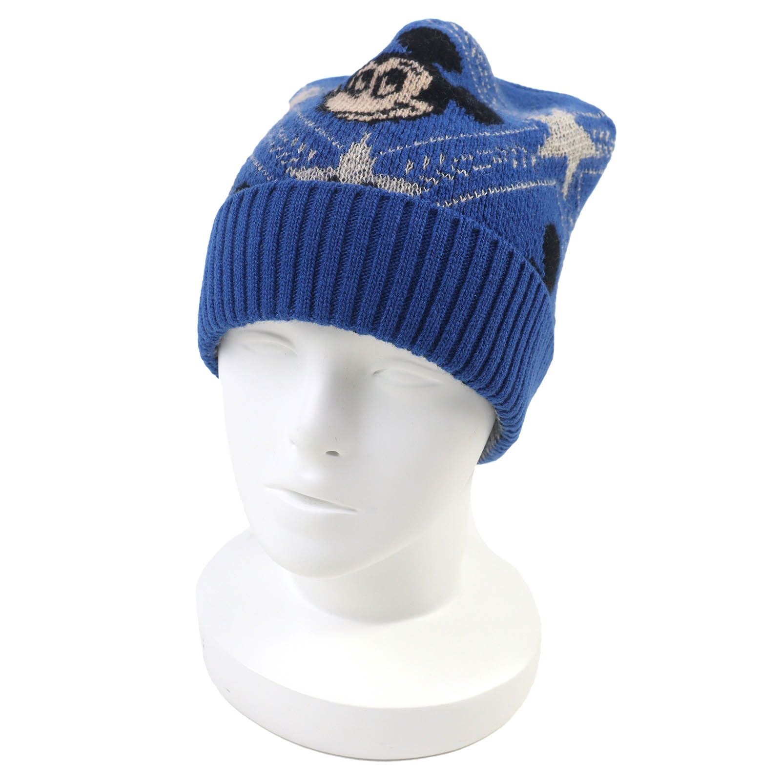 △GUCCI×Disney グッチ×ディズニー 604032 ウール アルパカ ミッキーマウス ニット帽 ニットキャップ ブルー M 58 22cm イタリア製 レディース メンズ