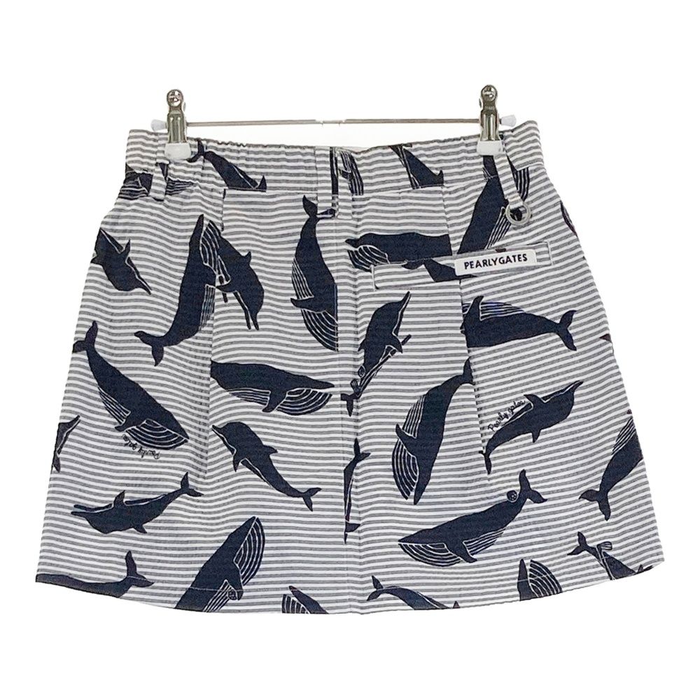 サイズ 0 PEARLY GATES パーリーゲイツ 055-1134512 スカート シアサッカー クジラ イルカ グレー系 240101527580 ゴルフウェア レディース ストスト