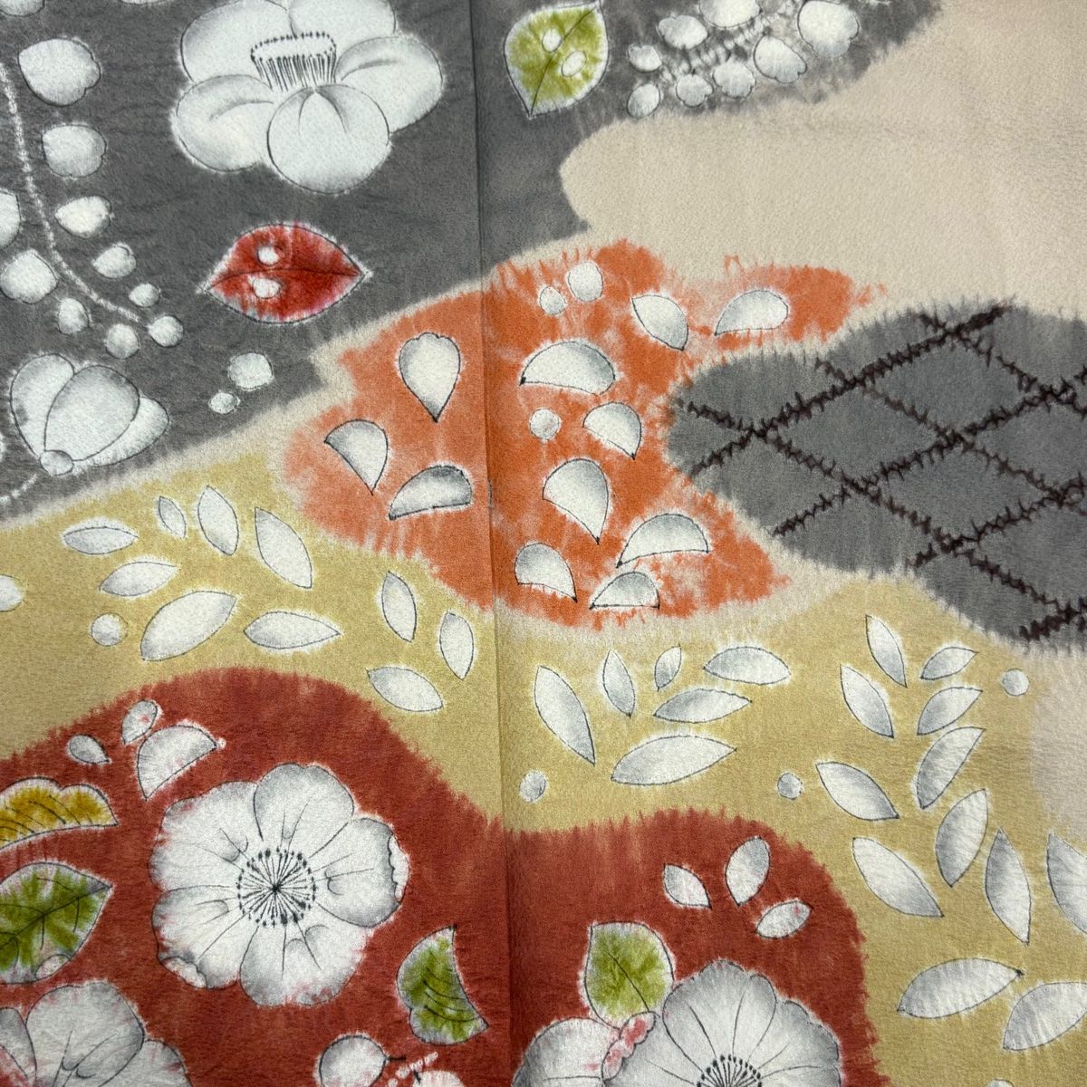 着こなし 色留袖 身丈151cm 裄丈62.5cm S 袷 落款 辻が花柄 絞り 灰茶 正絹 秀品 一つ紋 【15%OFF☆送料無料】