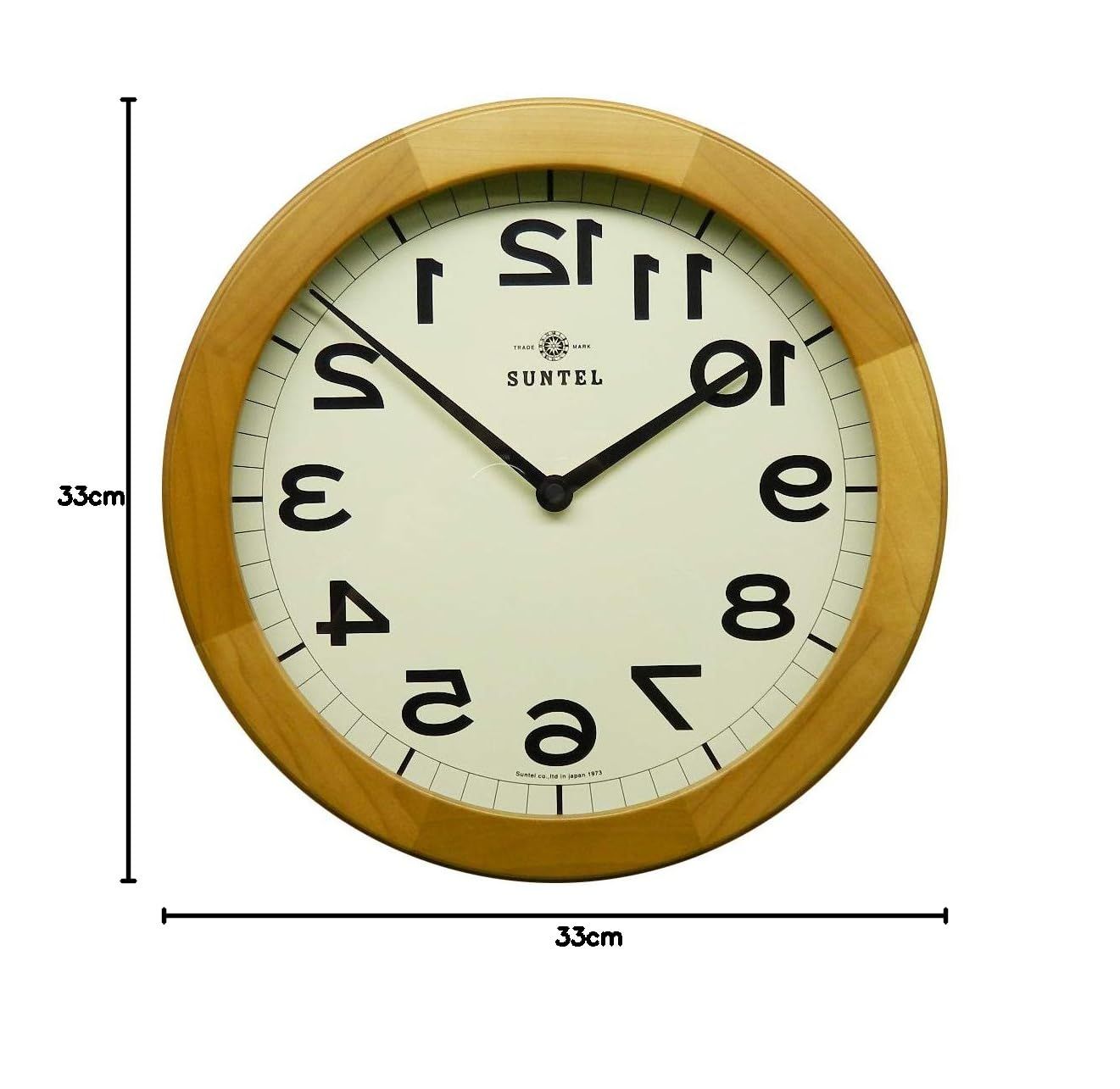 さんてる 掛け時計 ライトブラウン 直径330×45mm 脳トレ! 木製逆転掛け時計LBR ライトブラウン QL889-LBR