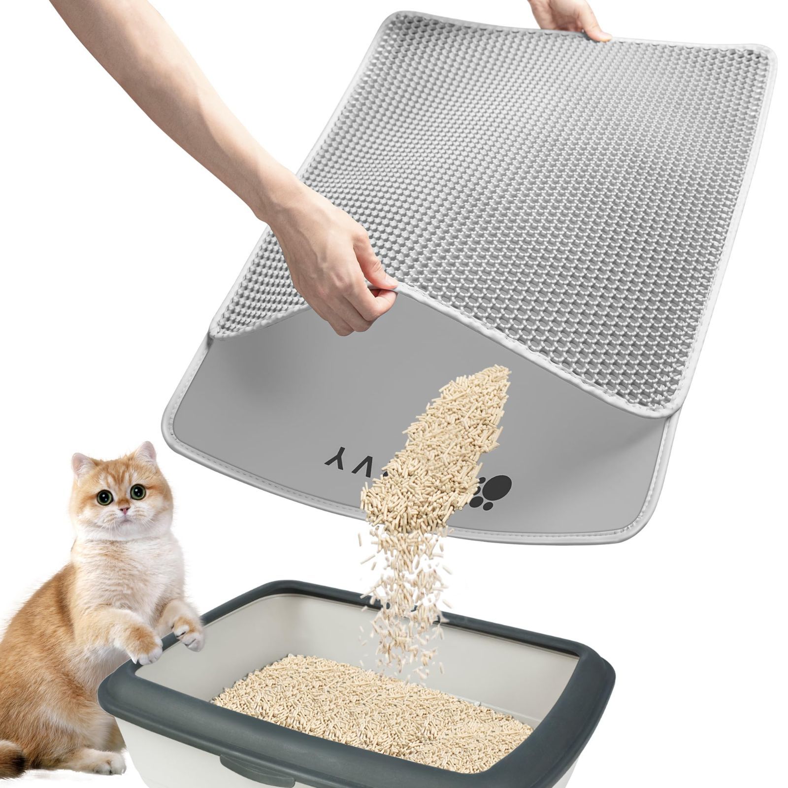 特価商品】猫砂マット大サイズ 75 × 55 cm 完全に開いた 猫