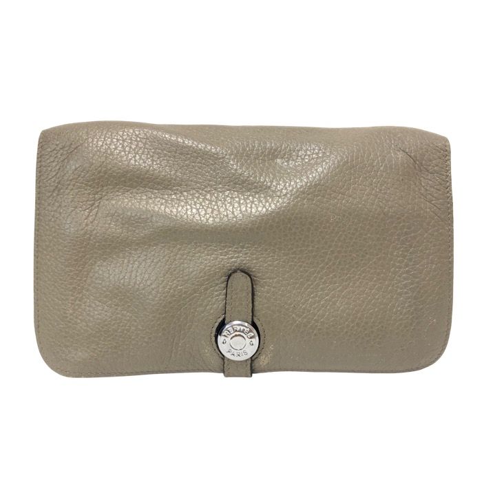 HERMES エルメス ドゴンGM 長財布 レザー グレー □J刻印【中古】 ユニセックス HERMES エルメス ドゴンGM 長財布 レザー グレー □J刻印【中古】 ユニ