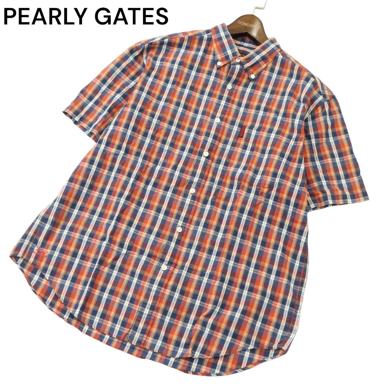 PEARLY GATES レッド チェック柄 シャツ PEARLY GATES パーリーゲイツ DAY NAP 春夏☆ 半袖 ボタンダウン