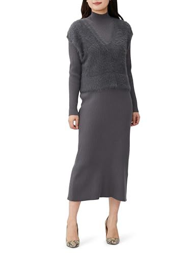 カジュアルドレス シャギーベスト＆ニットワンピース