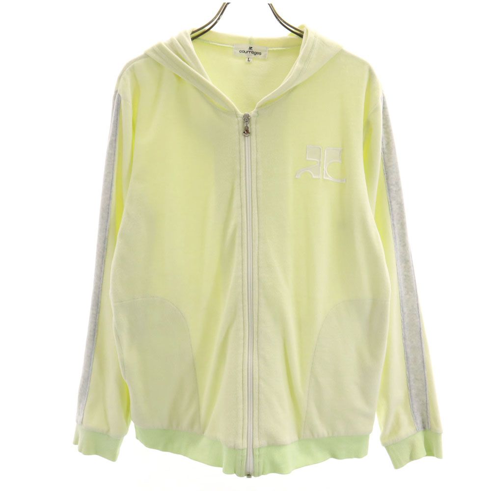 courreges パーカー クレージュ 長袖 ジップパーカー L 黄緑 courreges レディース
