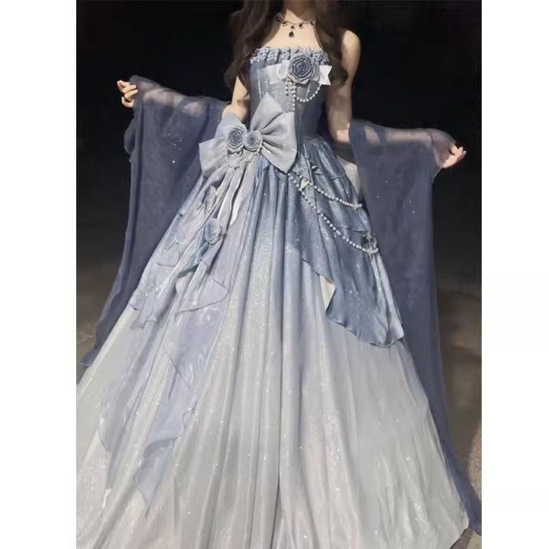 エレガントロングドレス 冬女子会✭可愛いクラシックレトロパーティー パーティードレス ロング ドレス エレガント 結婚式 披露宴