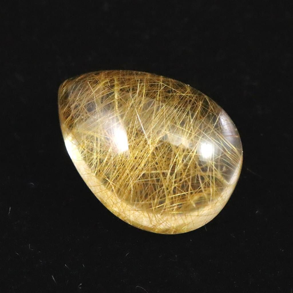 ヒマラヤ マニハール産 ゴールドルチル入り 水晶 ティアドロップ型 ルース 11.7ct 榎本通商79580