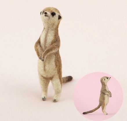羊毛フェルト　ミーアキャット 羊毛フェルト ミーアキャット 動物フィギュア | iichi 日々の