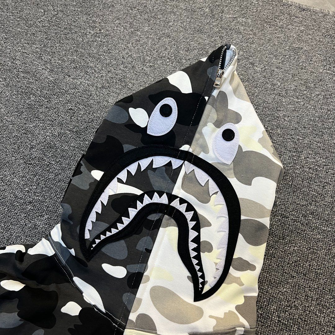 A BATHING APE アベイシングエイプ 長袖 Sharkシャークパーカー 男女兼用 グレー