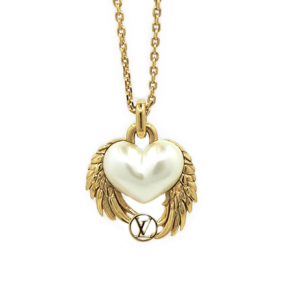 栄 ルイヴィトン M64397 コリエ クール エンジェルラブ ペンダント ネックレス ゴールド 約50cm 小物 アクセ 保存袋