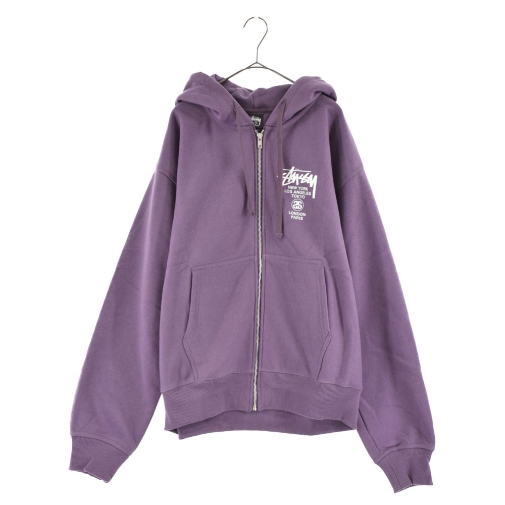 STUSSY (ステューシー) WORLD TOUR ZIP HOOD Grape ワールドツアーロゴ