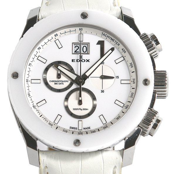 エドックスEDOXクロノオフショア1 クロノグラフ10020-3B-BN2中古 ☆ギャラ付！美品！EDOX エドックス CHRONOFFSHORE-1 クロノ