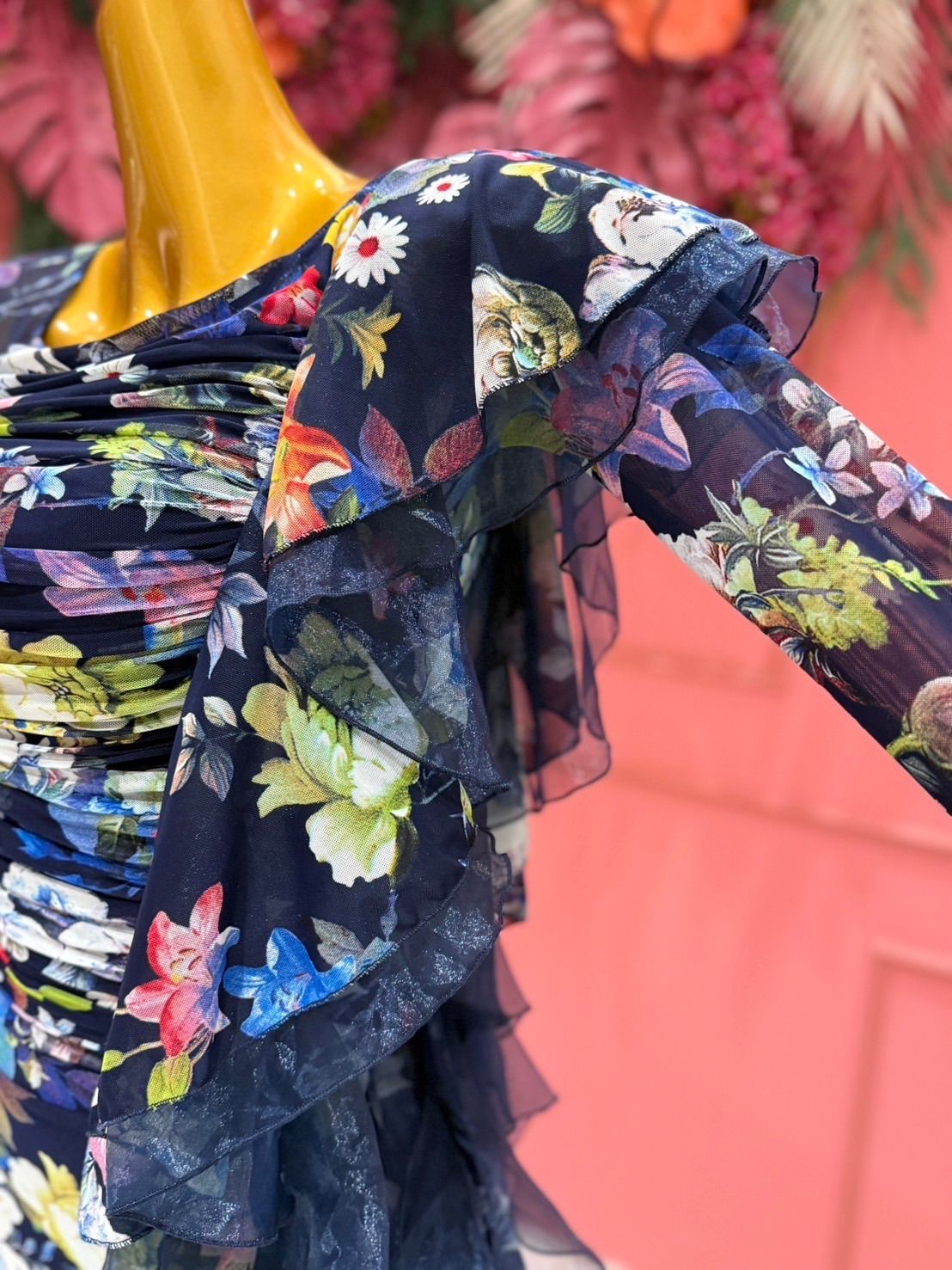 社交ダンス gentil ジャンティ authentic ブルー 花柄ワンピース