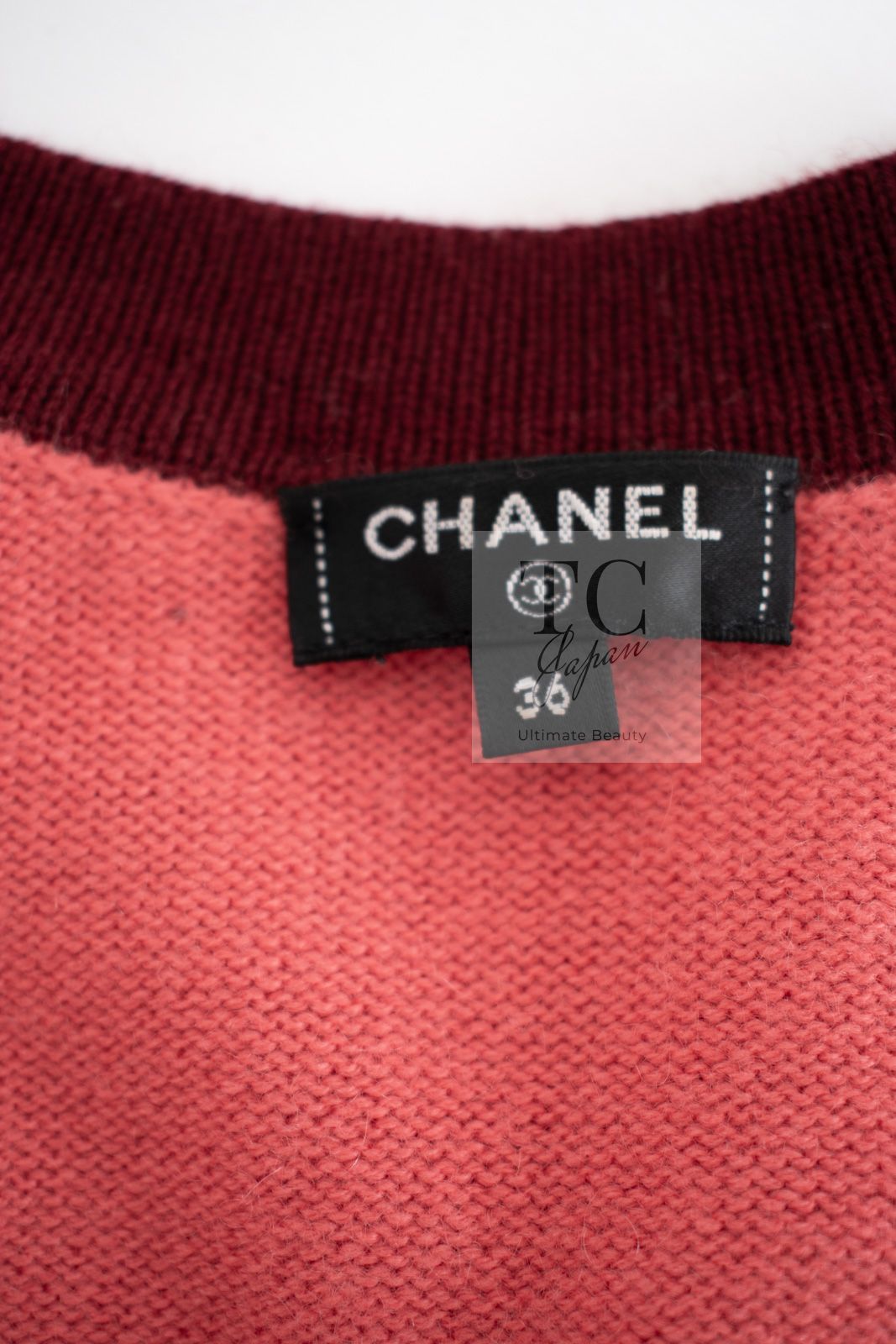 シャネル カーディガン CHANEL アプリコット プラム バイカラー