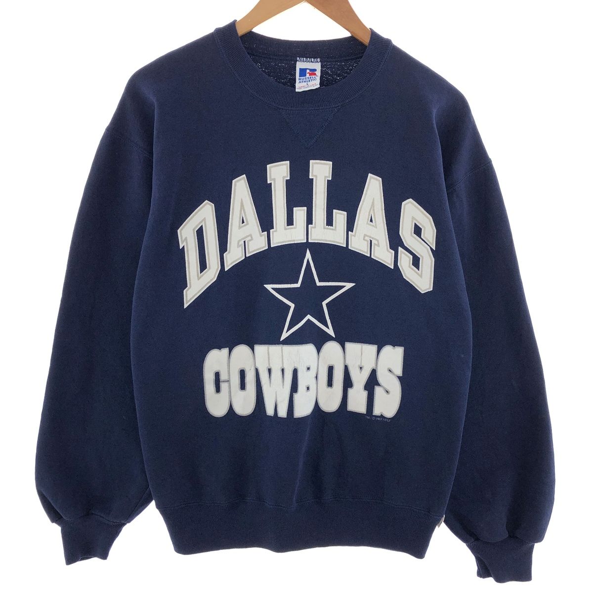 古着 90年代 ラッセル Russell NFL DALLAS COWBOYS ダラスカウボーイズ プリントスウェットシャツ トレーナー USA製 メンズL/eaa382727